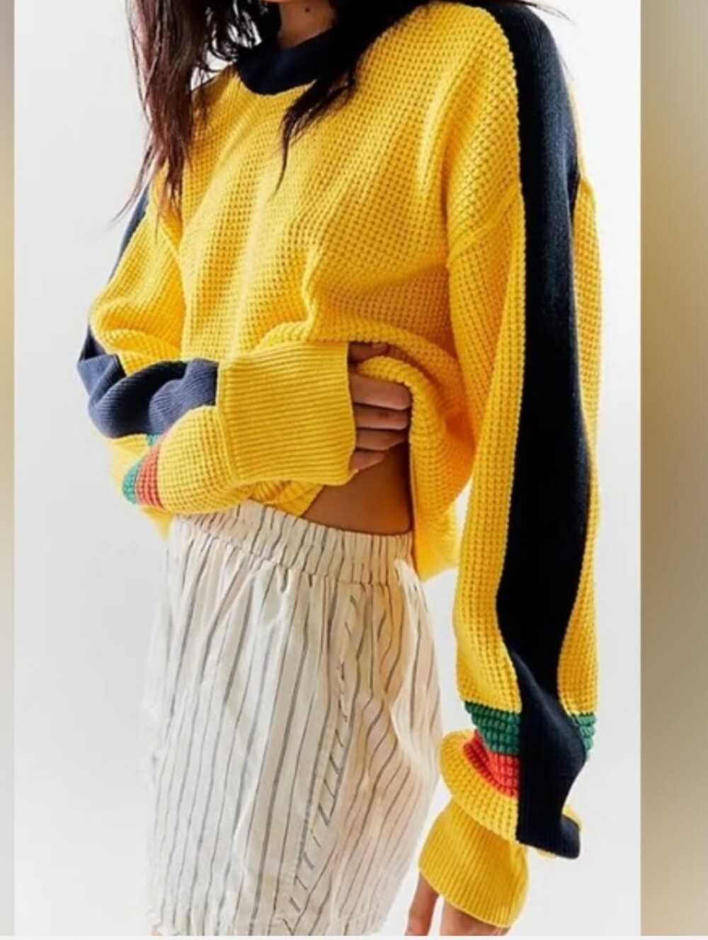 We The Free  Heirloom Collection Speed Racer Sweater In Lemon Yellow Size Medium